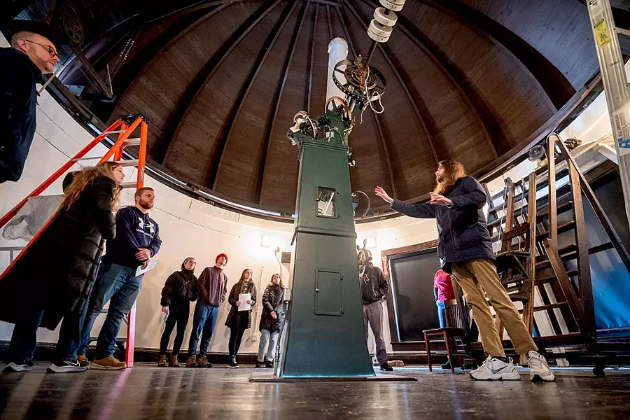 People stand in Kirkwood Observatory