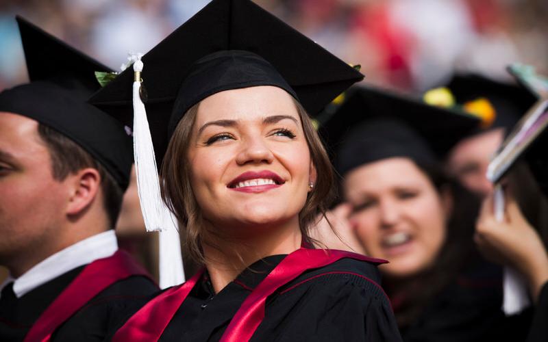 IU graduate at commencement ceremony