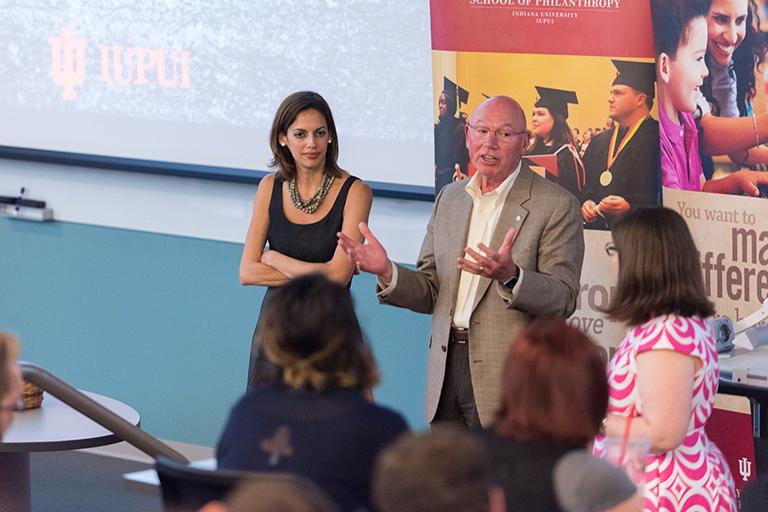 Panel discussion at the Lily School of Philanthropy at IUPUI.