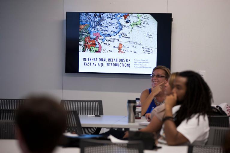 Students in an international relations class at the Hamilton Lugar School at IU Bloomington.