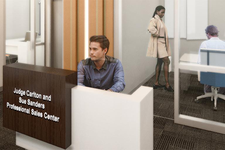 Students at the Sanders Professional Sales Center at IU Southeast.