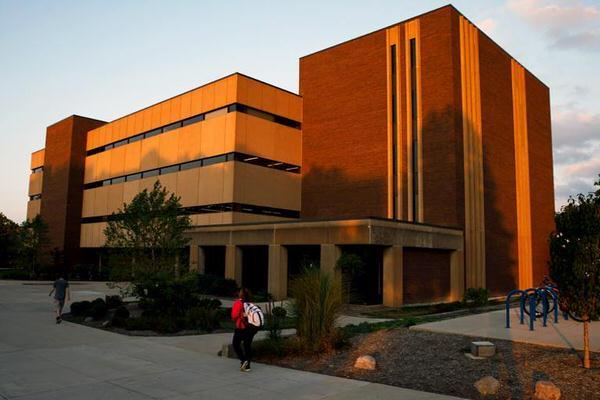 Brutalist style building on IU Fort Wayne campus.