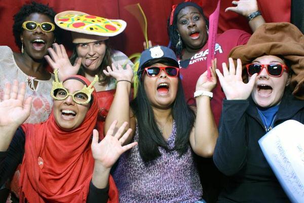 Group of women taking a funny photo.