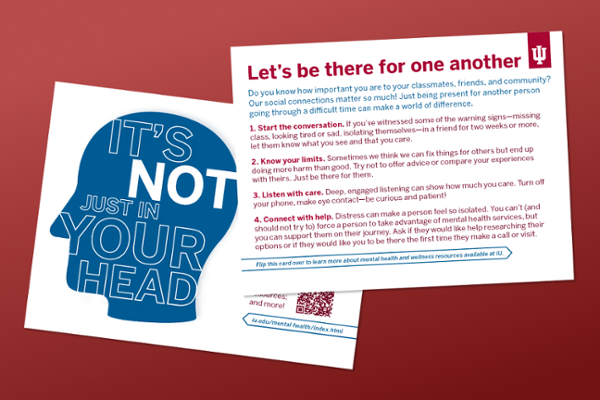 Front and back preview of the mental health postcard